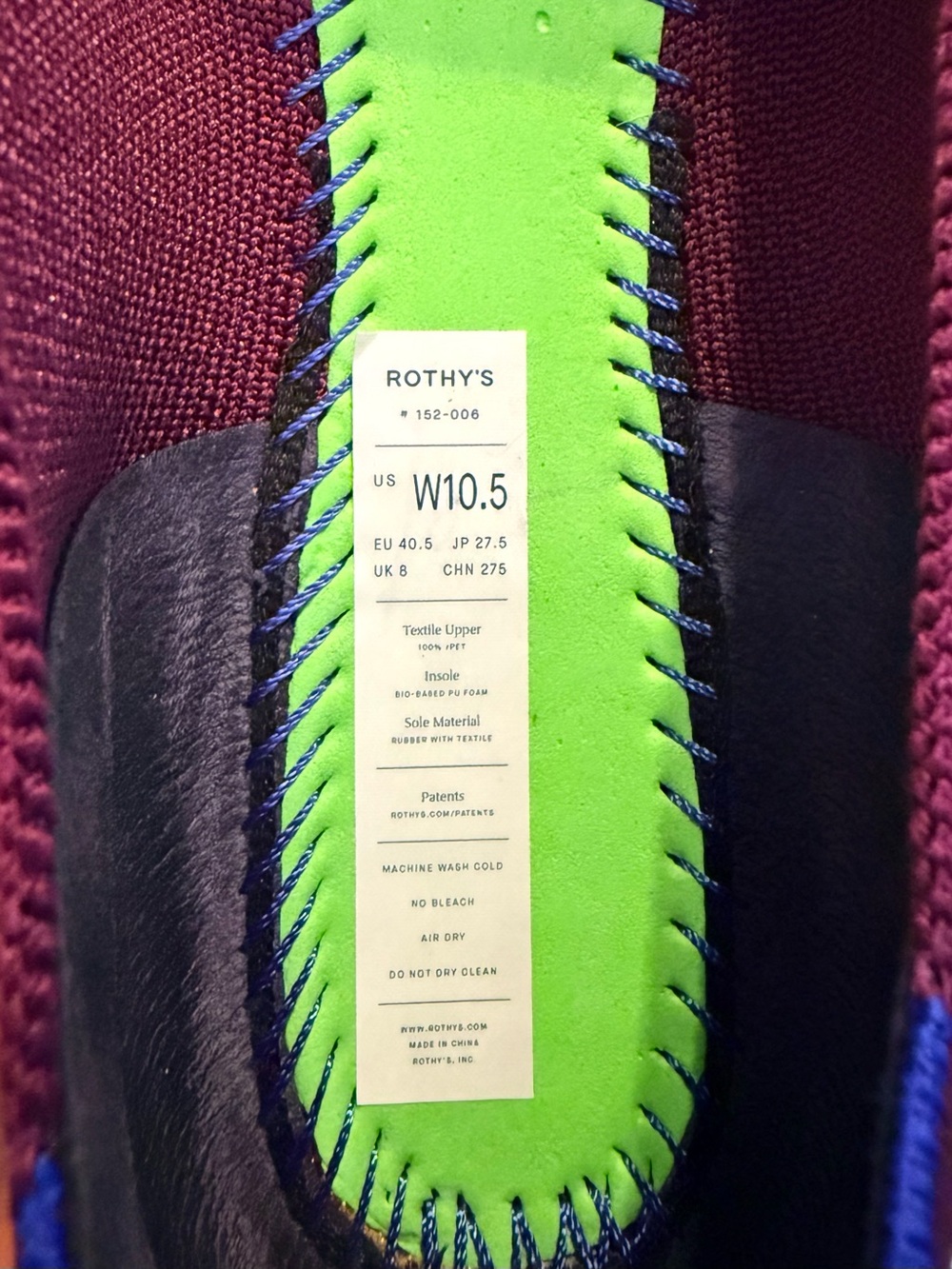 Rothy’s The Point Flats Boysenberry Purple Knit Washable Women’s 10.5 - Picture 9 of 9
